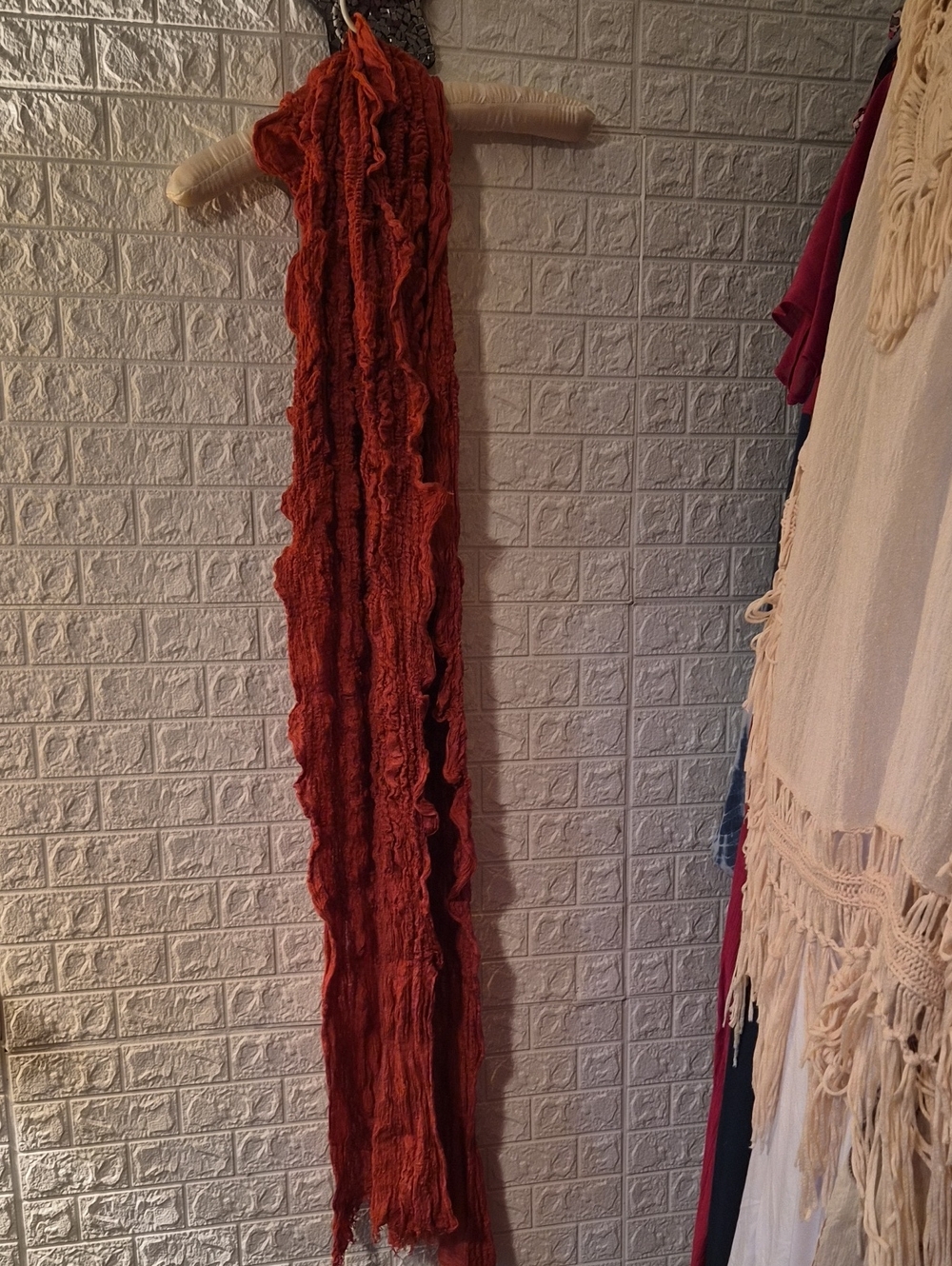rust color crinkle scarf unbranded